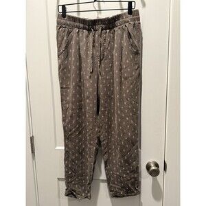 Garnet Hill Pants Womens 8 Brown Cuffed Elastic Waist Pockets Loungewear Medium